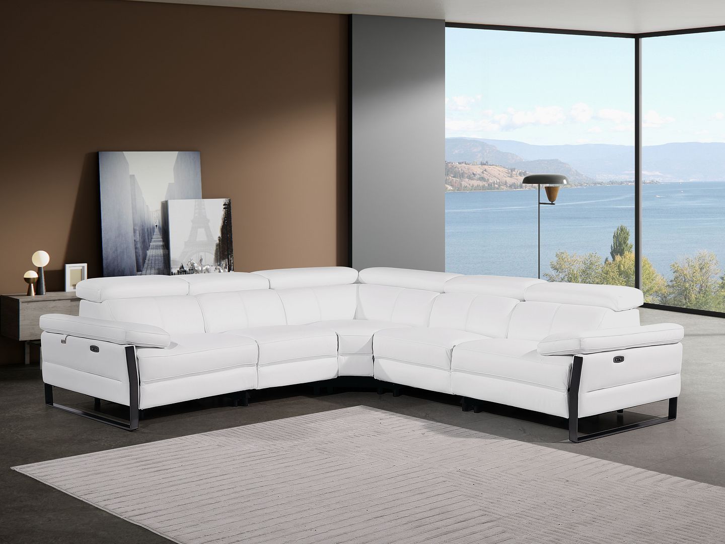 1246 - 5-Piece L-Shaped Modular Power Reclining Sectional With Power Headrests