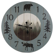 Wall Décor - 22" Rustic Lodge Wall Clock  - Foggy Forest