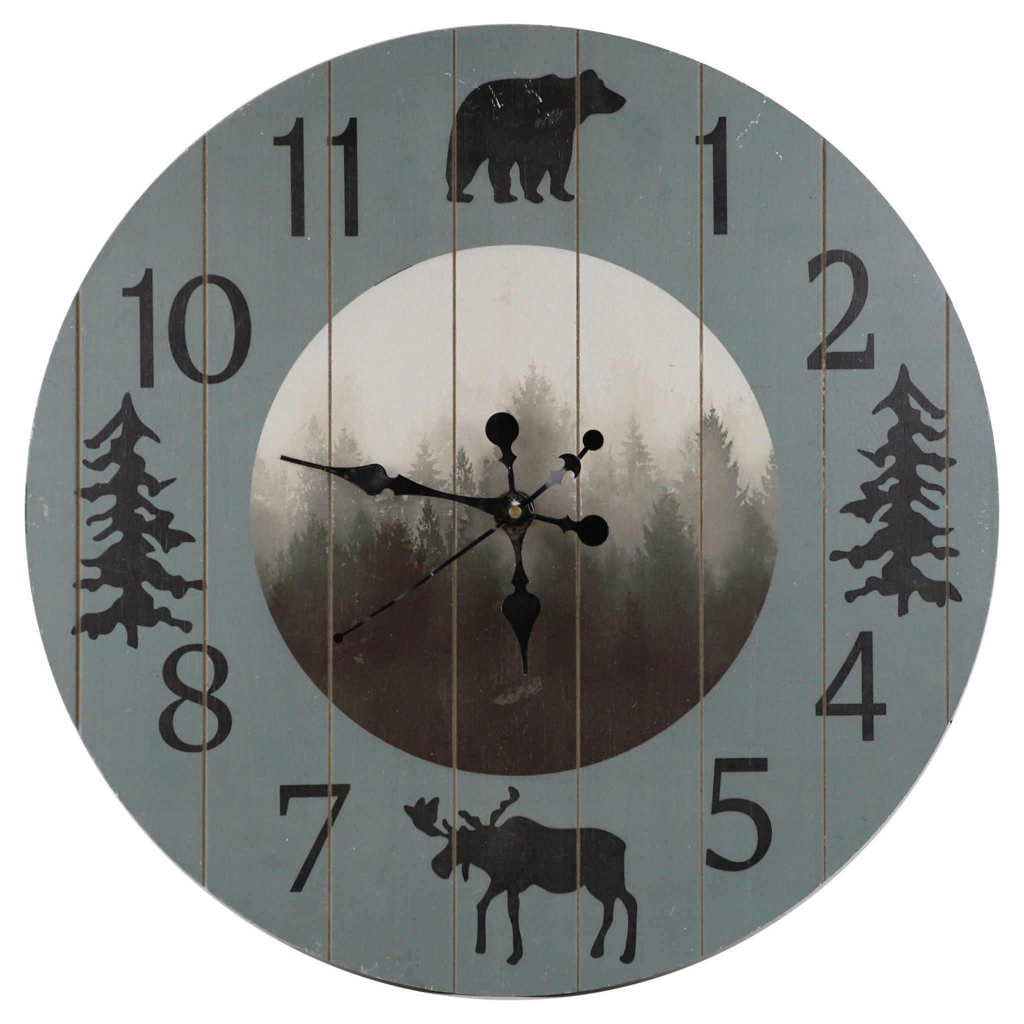 Wall Décor - 22" Rustic Lodge Wall Clock 4 Per Carton - Foggy Forest