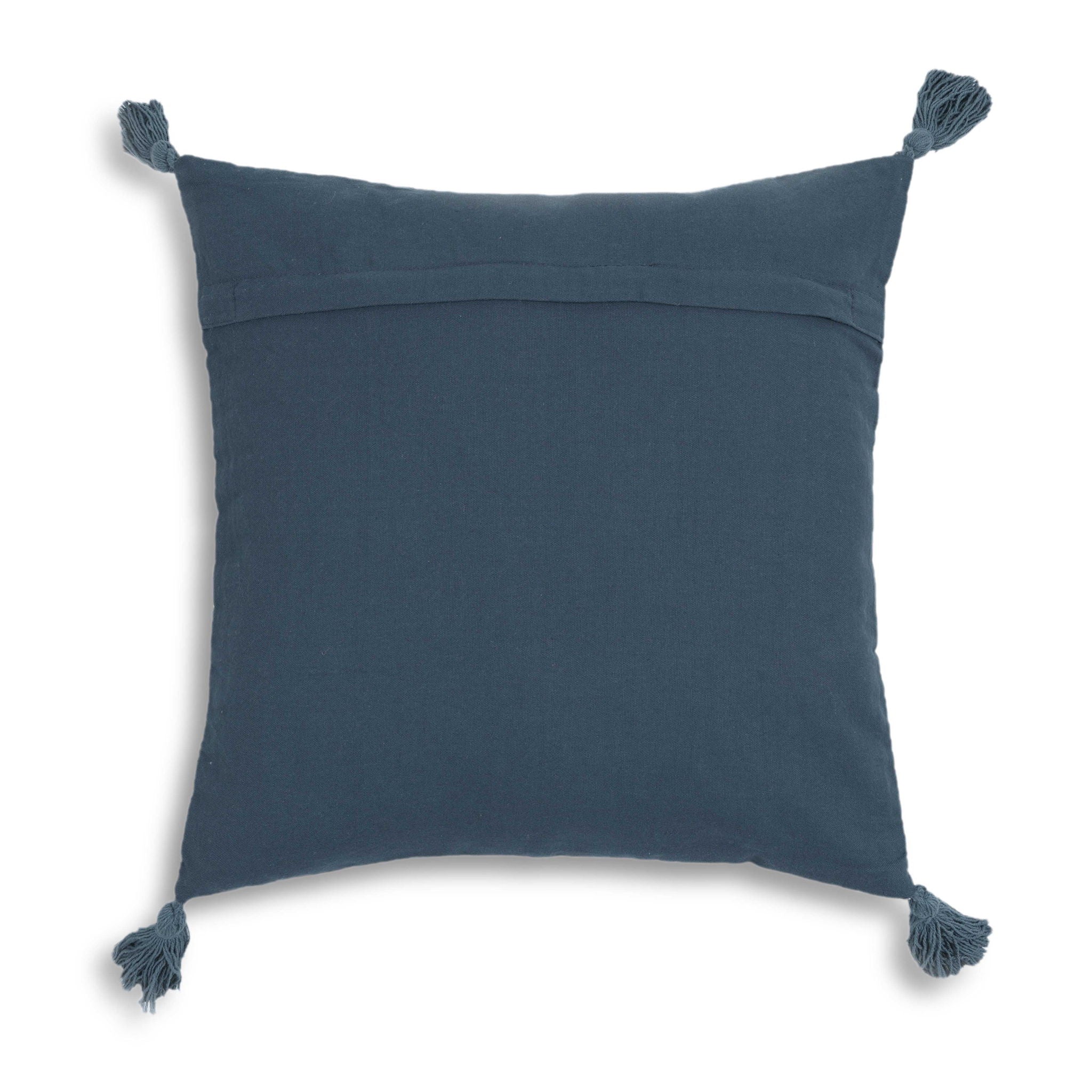 Blossom - 20" Printed Cotton Tassel Accent Cushion - Blue
