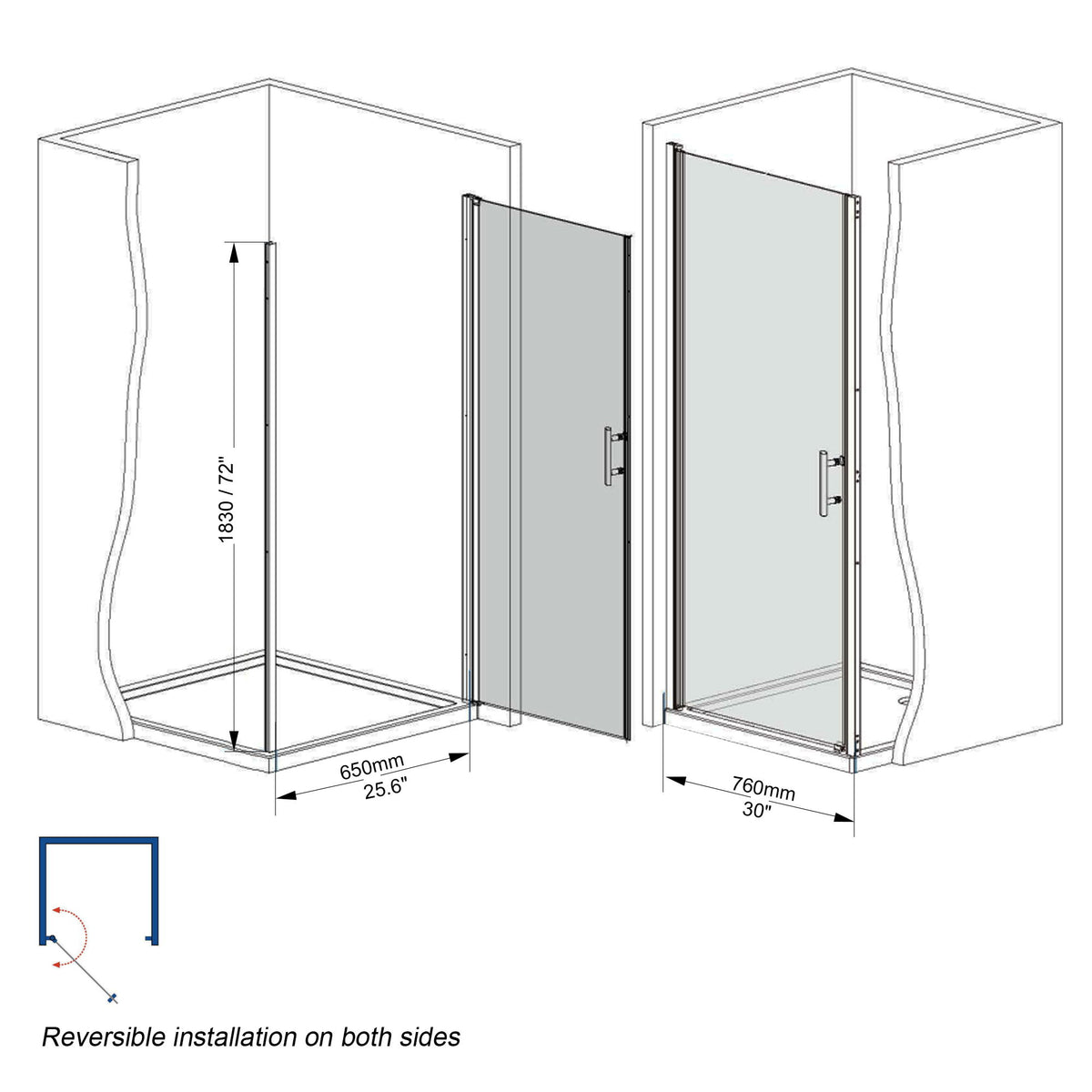 Shower Door & Tempered Glass With Safety Film - Brushed Nickel