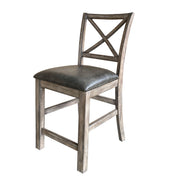 Lodge Dining - Upholstered “X” Back Counter Chair (Set of 2) - Siltstone