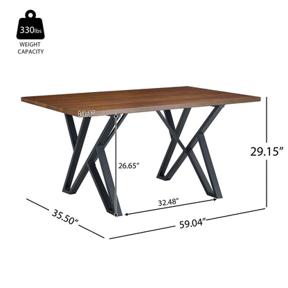Industrial Style Indoor Dining Table With Metal Legs - Walnut / Black