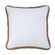Luna - Washed Linen Jute Trimmed Euro Sham - White