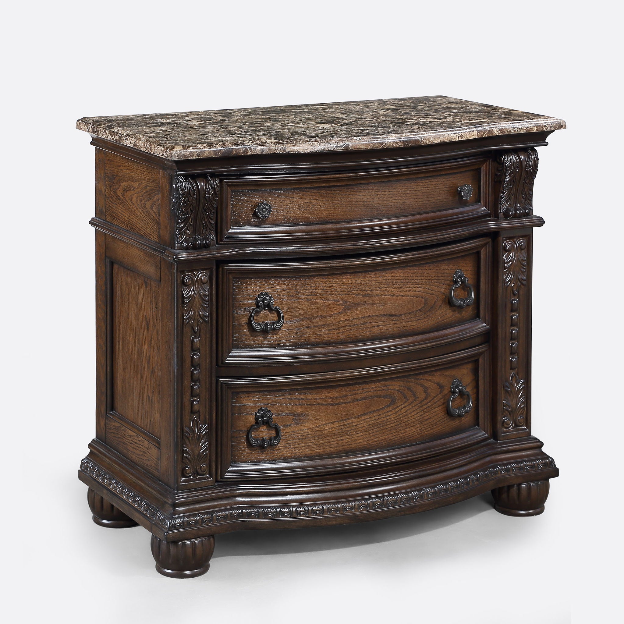 3 Drawers Nightstand - Brown / Cherry
