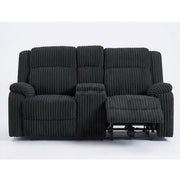 Motion Loveseat Recliner With Console Soft Seat Upholstered For Living Room - Black
