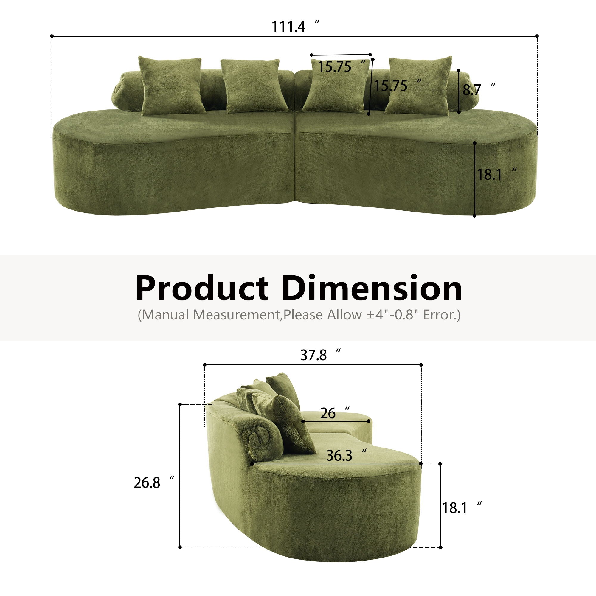 Modern Curved Sofa With Pillows
