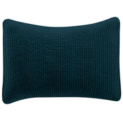 Stonewashed Cotton Velvet - 21" x 27" Quilted Pillow Sham - Deep Blue