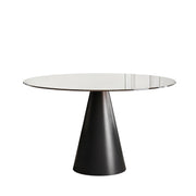 Round Dining Table & Glass Top - Black / Brown