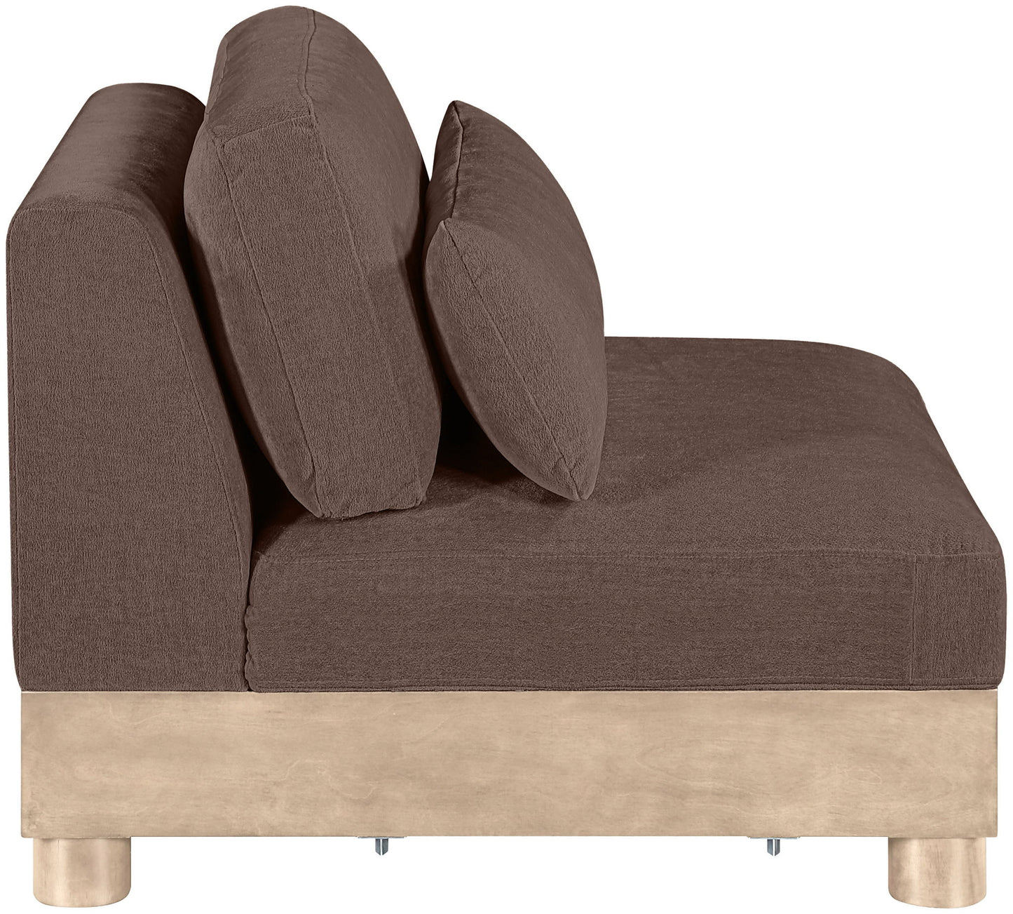 Turin - Chenille Fabric Upholstered Modular Armless Chair - Natural Base