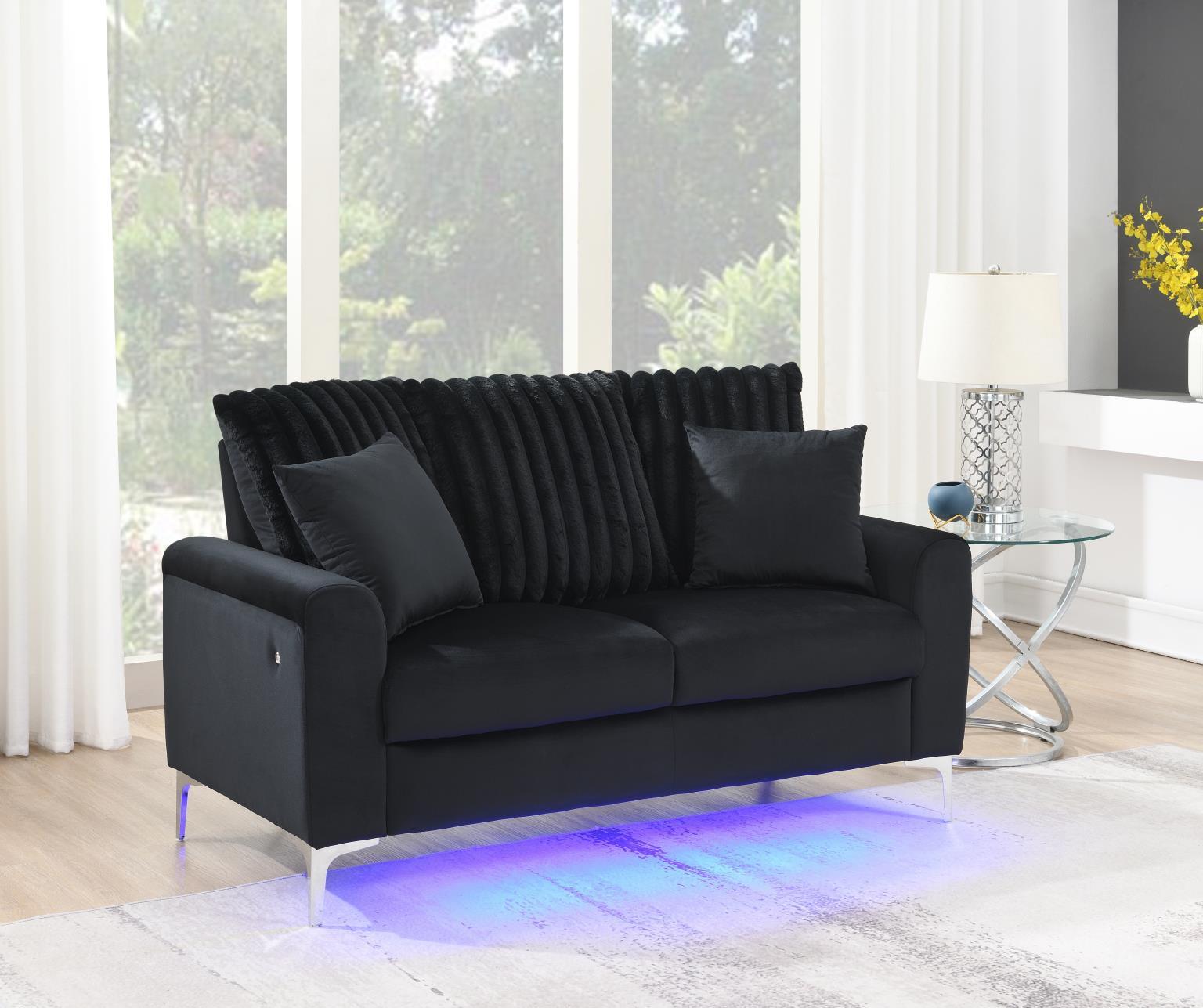 U480 - 3 Piece Living Room Set (Sofa, Loveseat, Chair) - Black