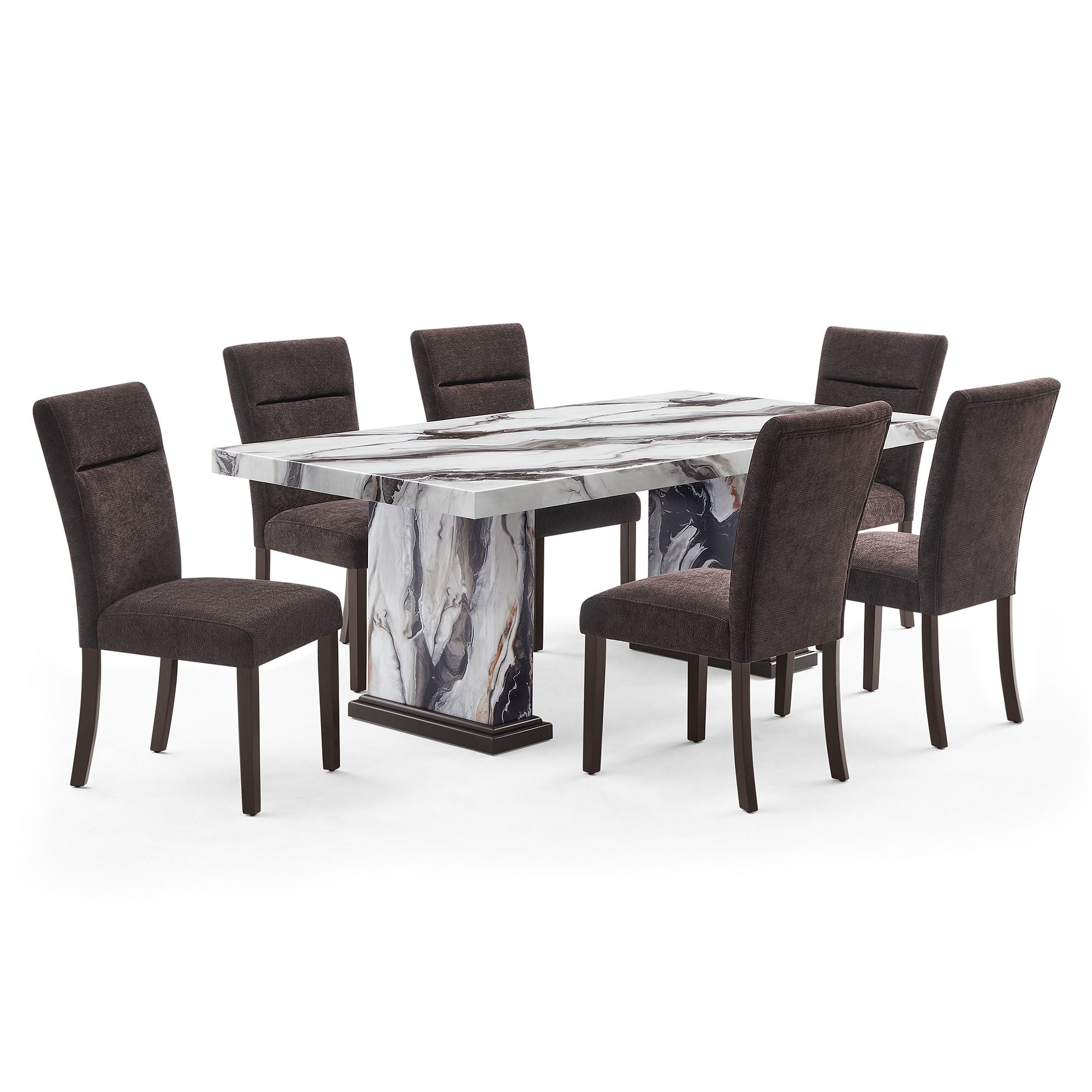 D8212 - 9 Piece Dining Room Set (Dining Table With 8 Dining Chairs) - Dark Brown
