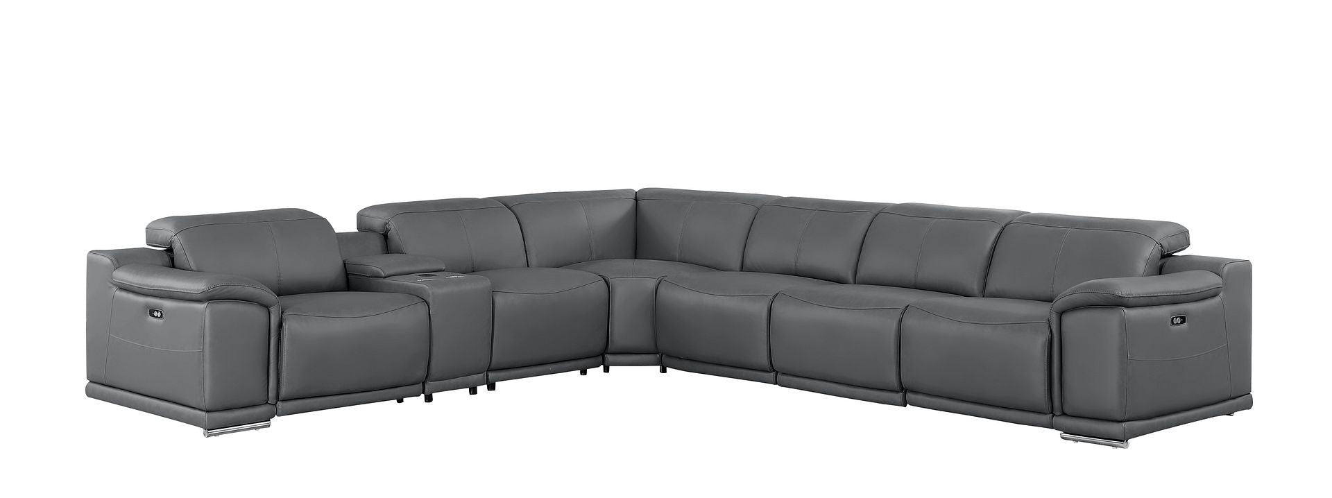 2679 - 7-Piece L-Shaped Power Reclining Sectional In Genuine Leather (3 Recliners)