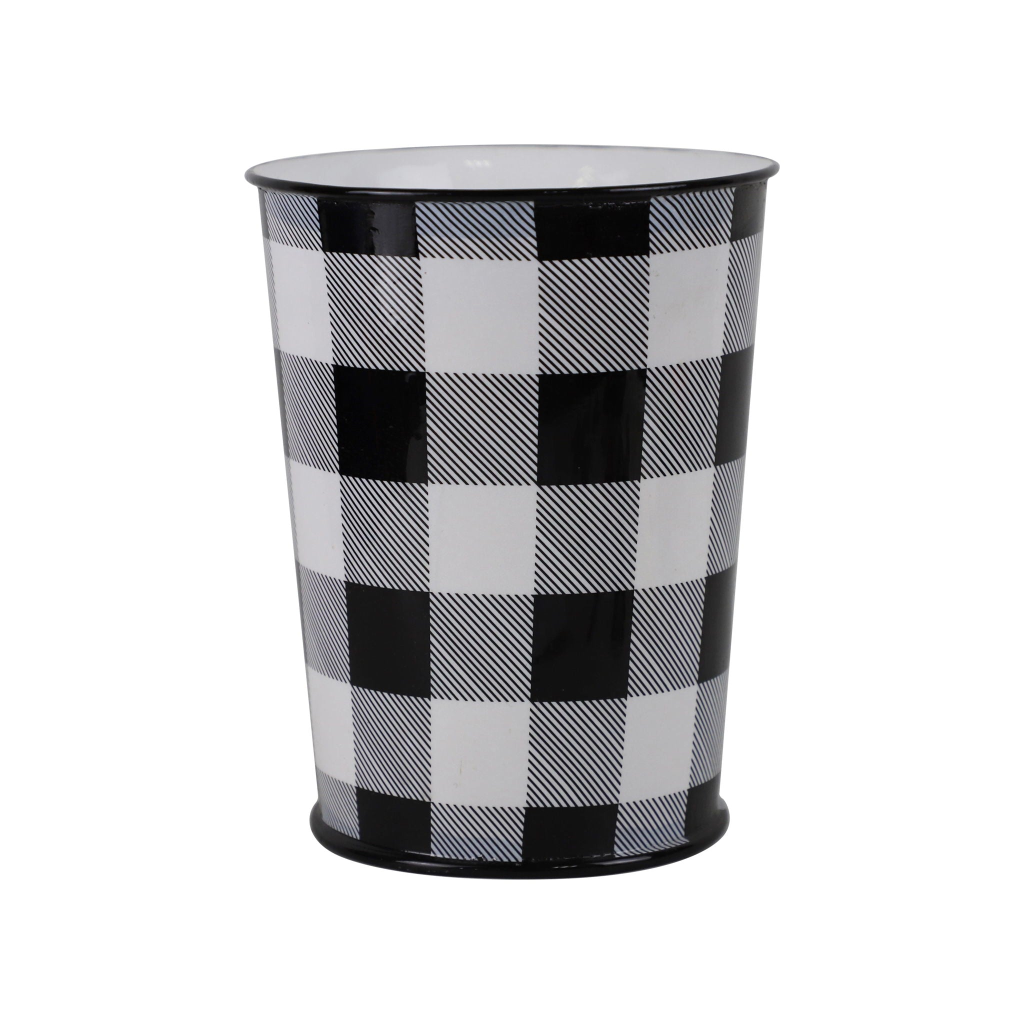 Camille - Buffalo Check Wastebasket, 2 Per Carton - Black / White