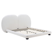 Queen Size Upholstered Platform Bed Frame With Split Headboard - White