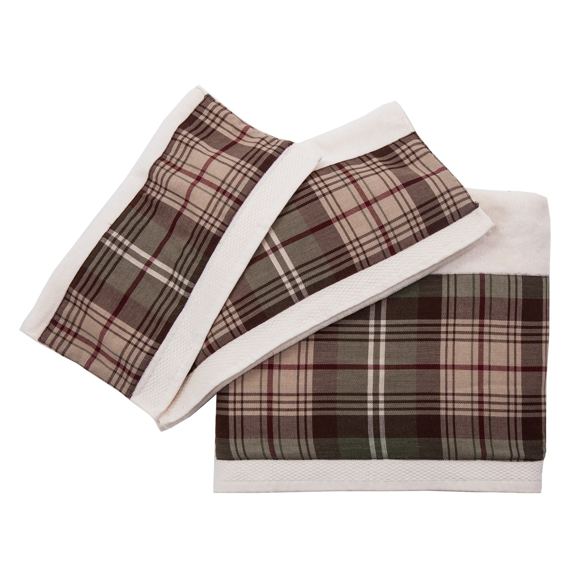 Huntsman - Plaid Towel Set (Set of 3), 2 Per Carton - Cream