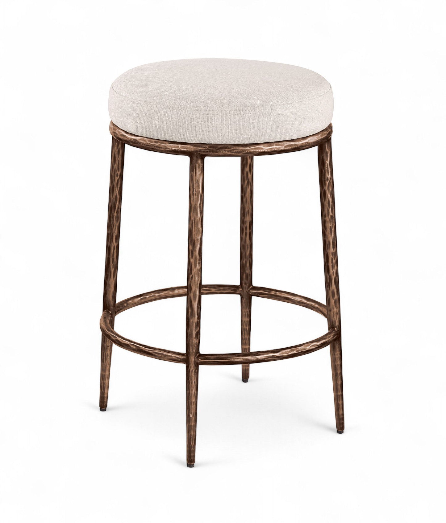 Ferro - Upholstered Backless Counter Stool With Brushed Bronze Base