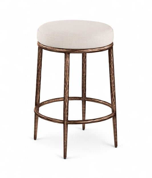 Ferro - Upholstered Backless Counter Stool With Brushed Bronze Base