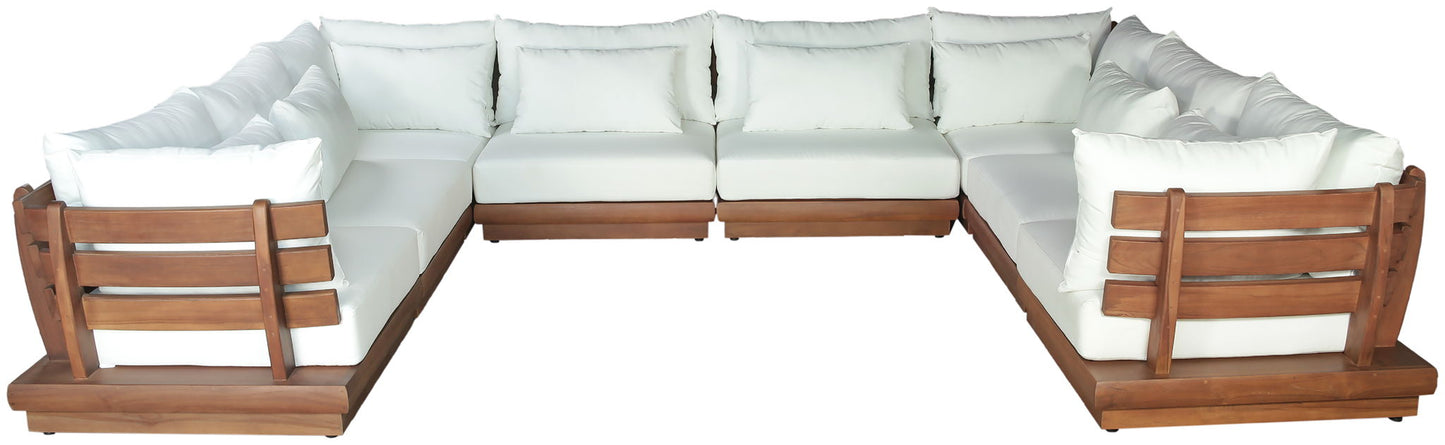 Mirella - 8 Piece Water Resistant Fabric Upholstered Outdoor Patio Modular Sectional