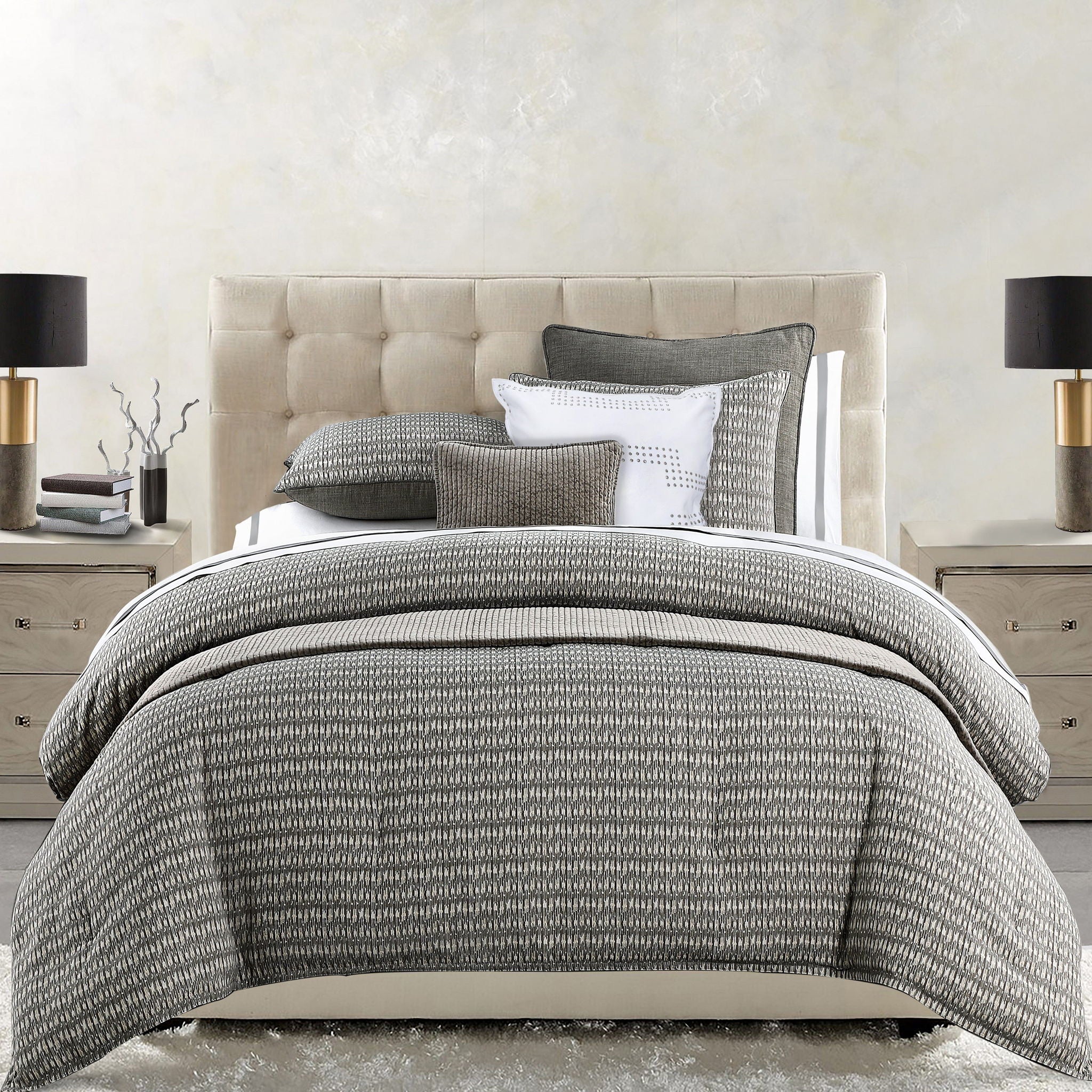 Fenton - King Comforter Set (Set of 3) - Taupe / Gray / Cream