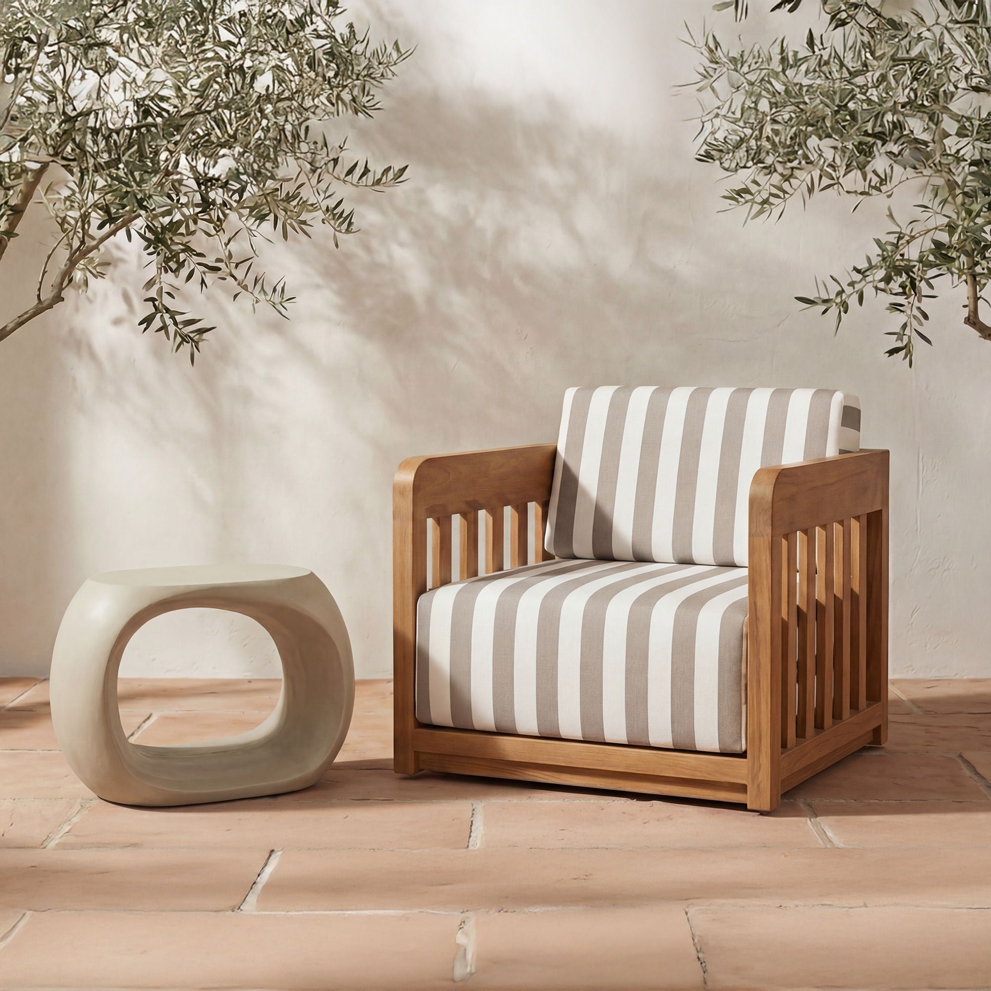 Albers - Outdoor Stool - Cream