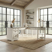 Allyson Park - Optional L Shaped Desk Set - Wirebrushed White / Charcoal