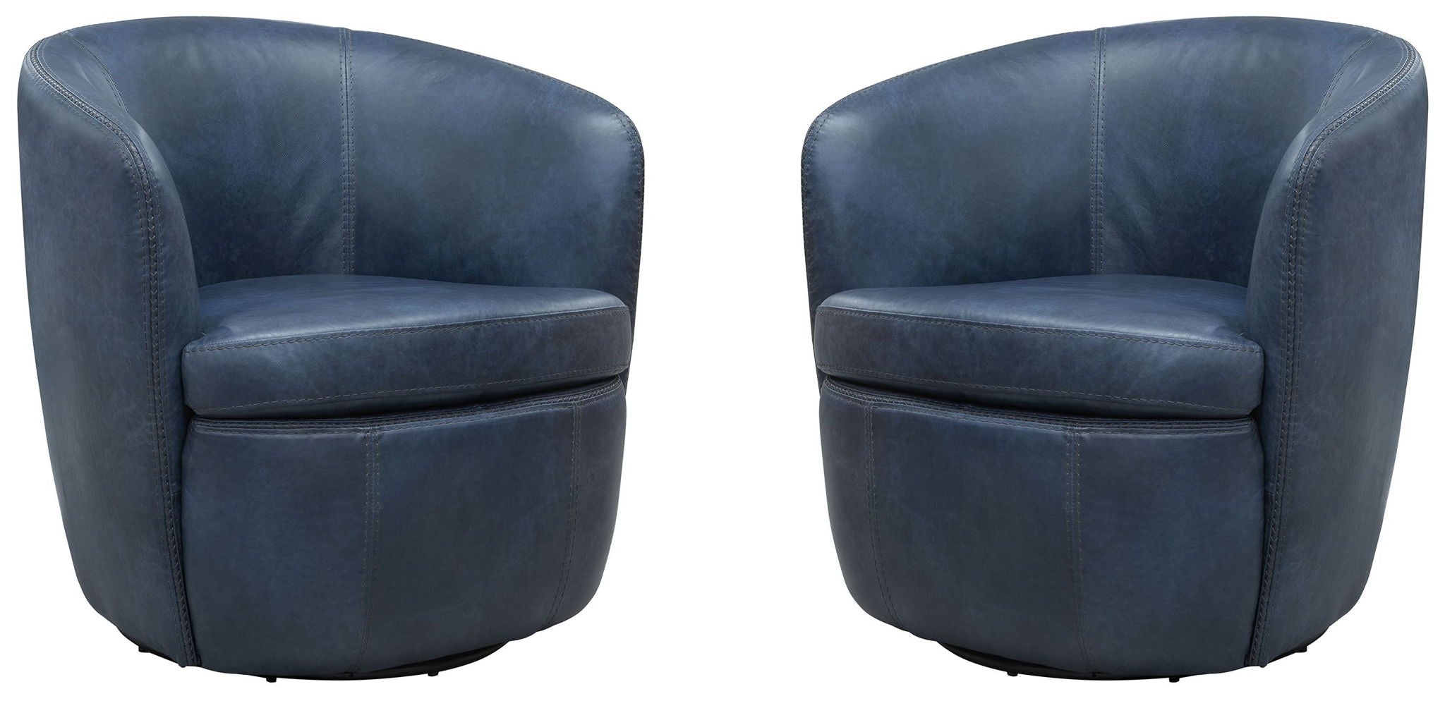 Barolo - 100% Italian Leather Swivel Club Chair (Set of 2)