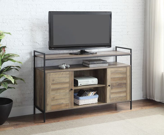 Baina - TV Stand - Rustic Oak & Black Finish