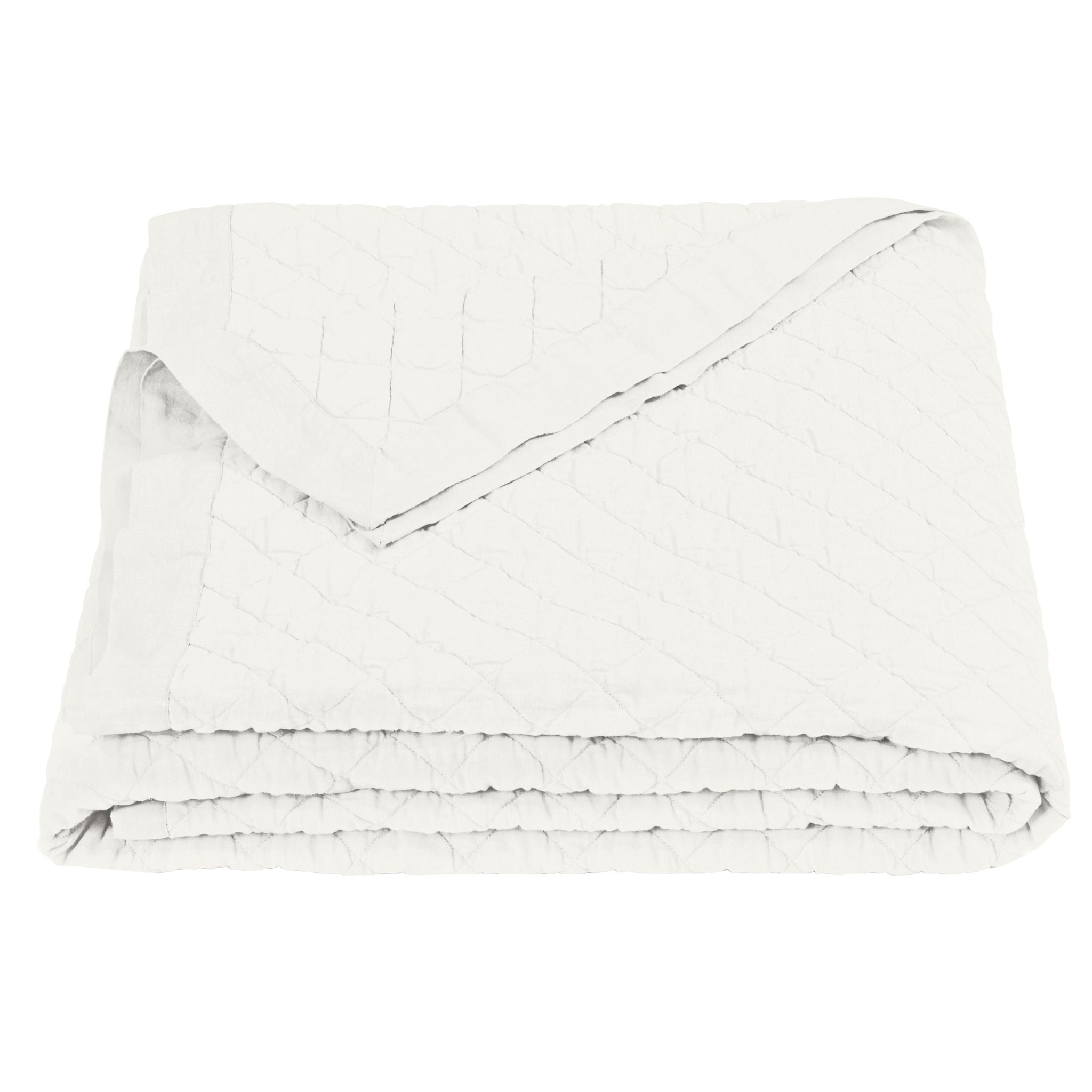 Diamond Linen - Full/Queen Linen Cotton Diamond Quilt - Vintage White