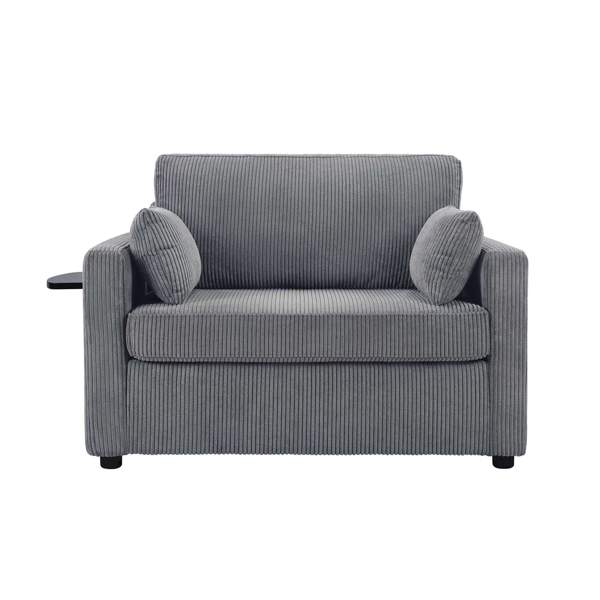 Sleeper Sofa With Foldable Mattress, USB Ports, Side Table & Storage Pocket