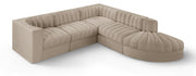 Rummi - Velvet Performance Fabric Upholstered 5 Piece Modular Sectional