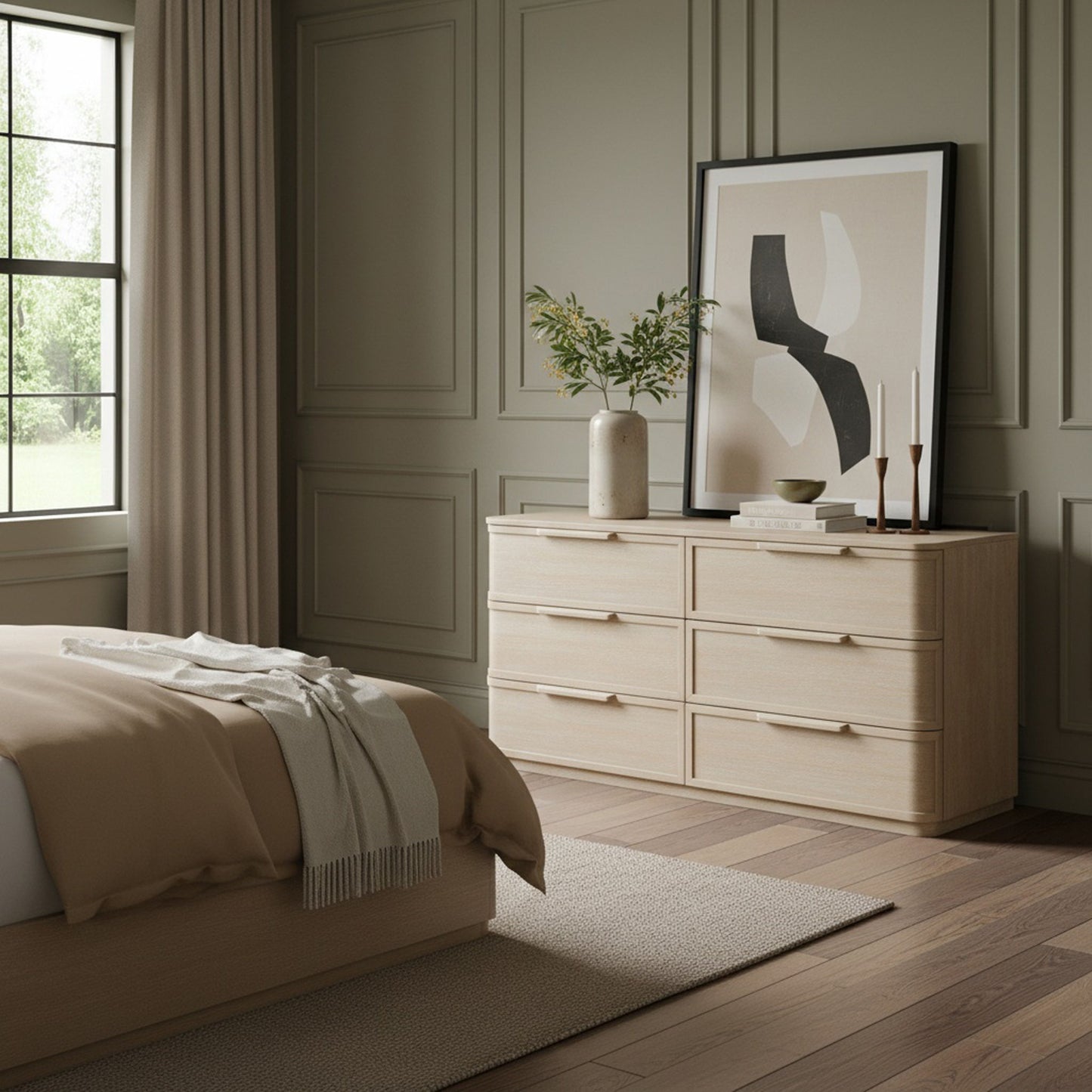 Tiberio - Oak Veneer And Solid Wood Dresser