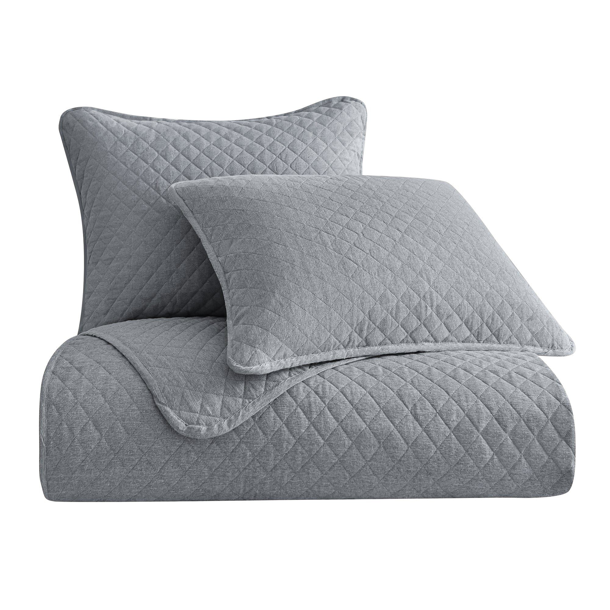 Anna - Full/Queen Diamond Quilted Coverlet Set (Set of 3) - Gray