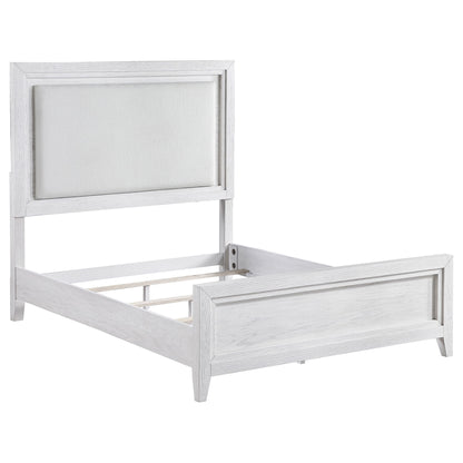 Marielle - Eastern King Headboard Panel Bed - Distressed White