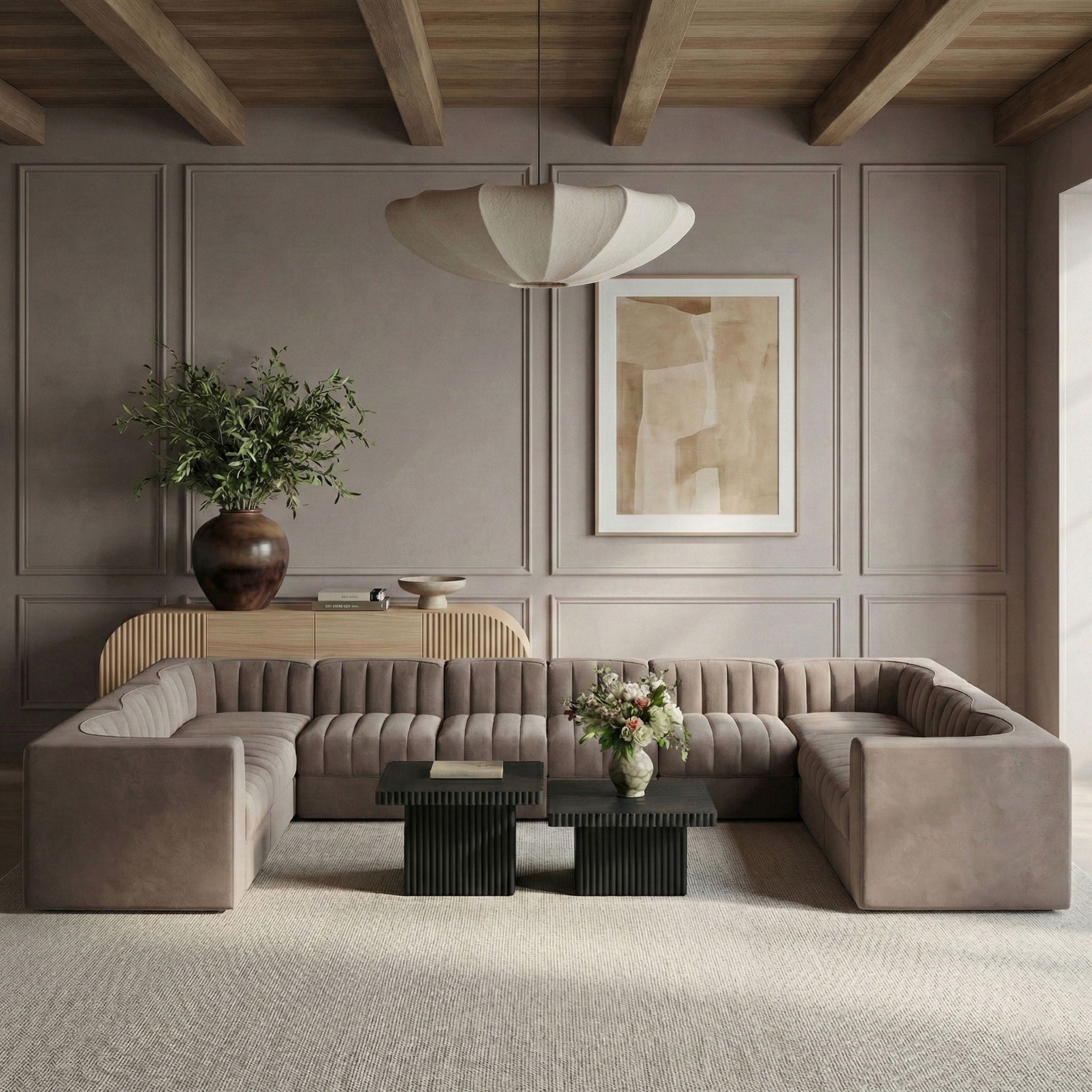 Rummi - Velvet Performance Fabric Upholstered 10 Piece Modular Sectional