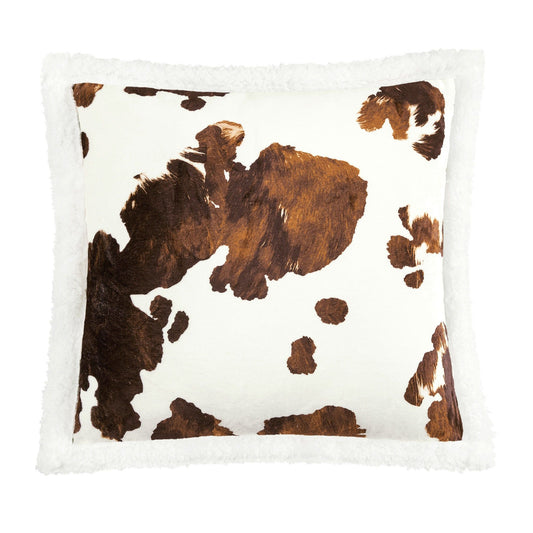 Campfire - Elsa Cowhide Campfire Sherpa Pillow 6 Per Carton - Chocolate
