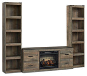 Trinell - 3-Piece Entertainment Center With Electric Fireplace - Brown