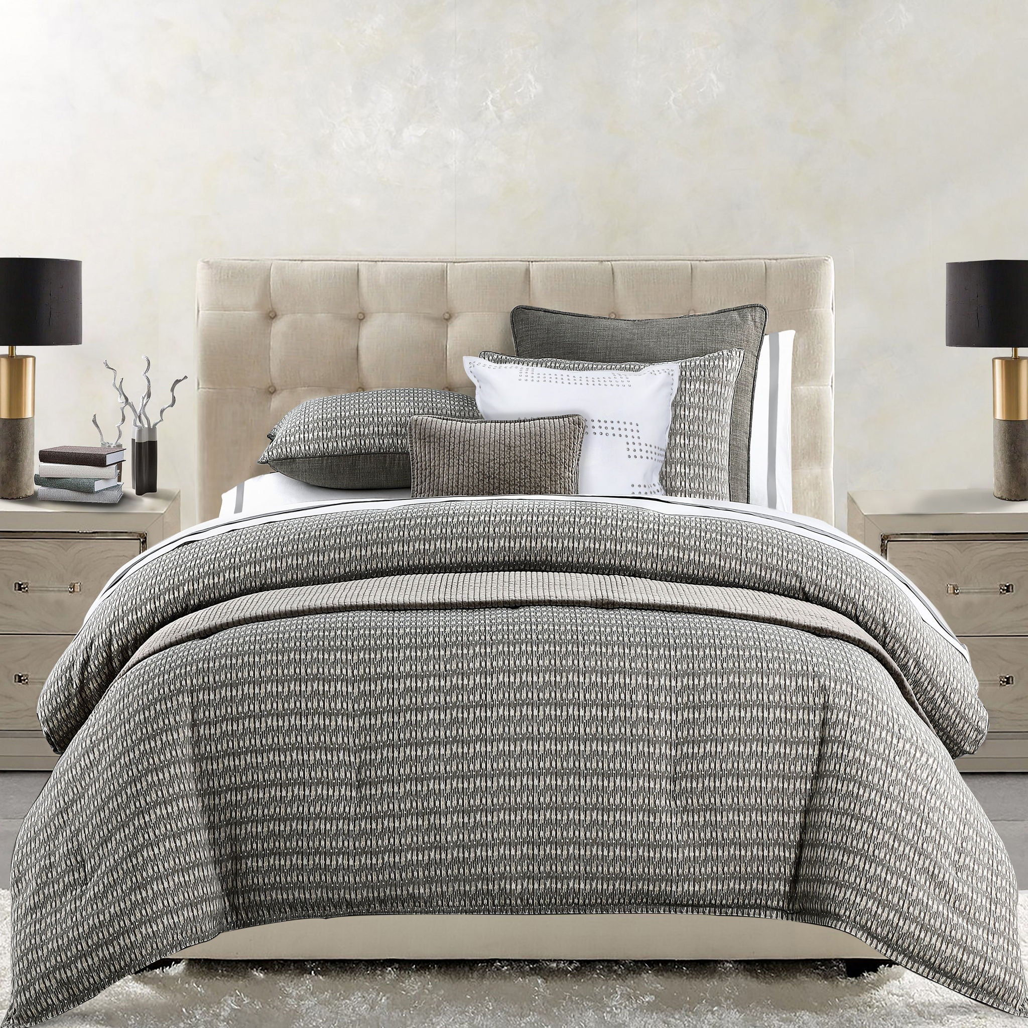 Fenton - Queen Duvet Cover Set (Set of 3) - Taupe / Gray / Cream