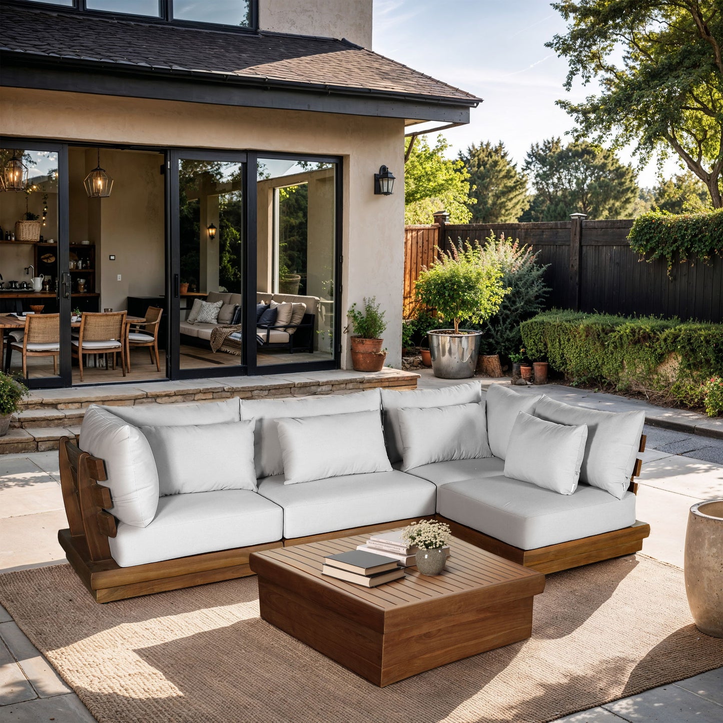 Mirella - 4 Piece Water Resistant Fabric Outdoor Patio Modular Sectional
