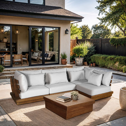 Mirella - 4 Piece Water Resistant Fabric Outdoor Patio Modular Sectional