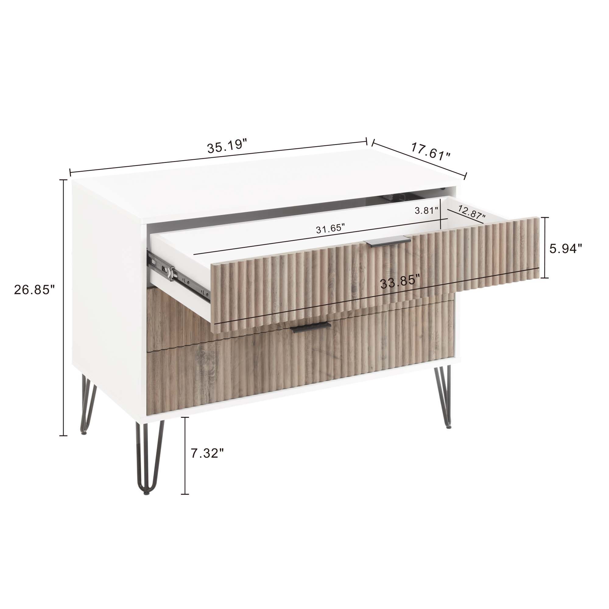 Dumbo - Fluted Dresser - Gray / White