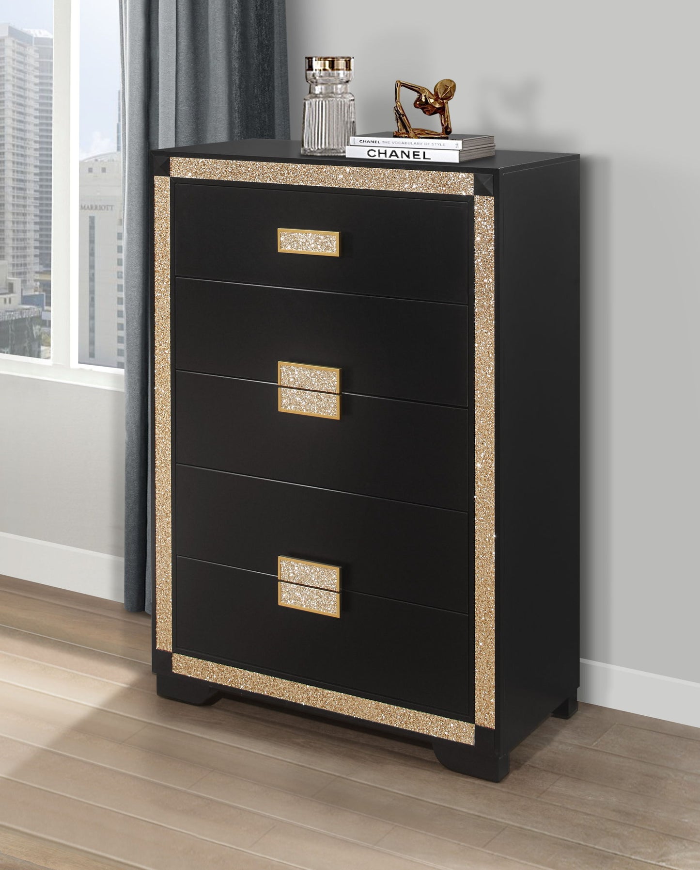 Blake - 4 Piece Full Bedroom Set - Black / Gold