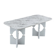 Modern Dining Table With Sleek Hollow-Out Frame And Accents