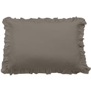 Lily - Washed Linen Ruffled Dutch Euro Pillow - Taupe