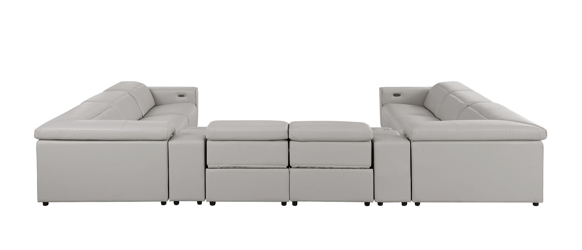 1208 - 10 Piece U Shaped Leather Sectional With 4 Power Recliners & Power Headrest
