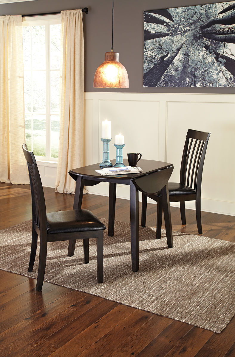 Hammis Round Dining Drop Leaf Table Set - Thumbnail 3