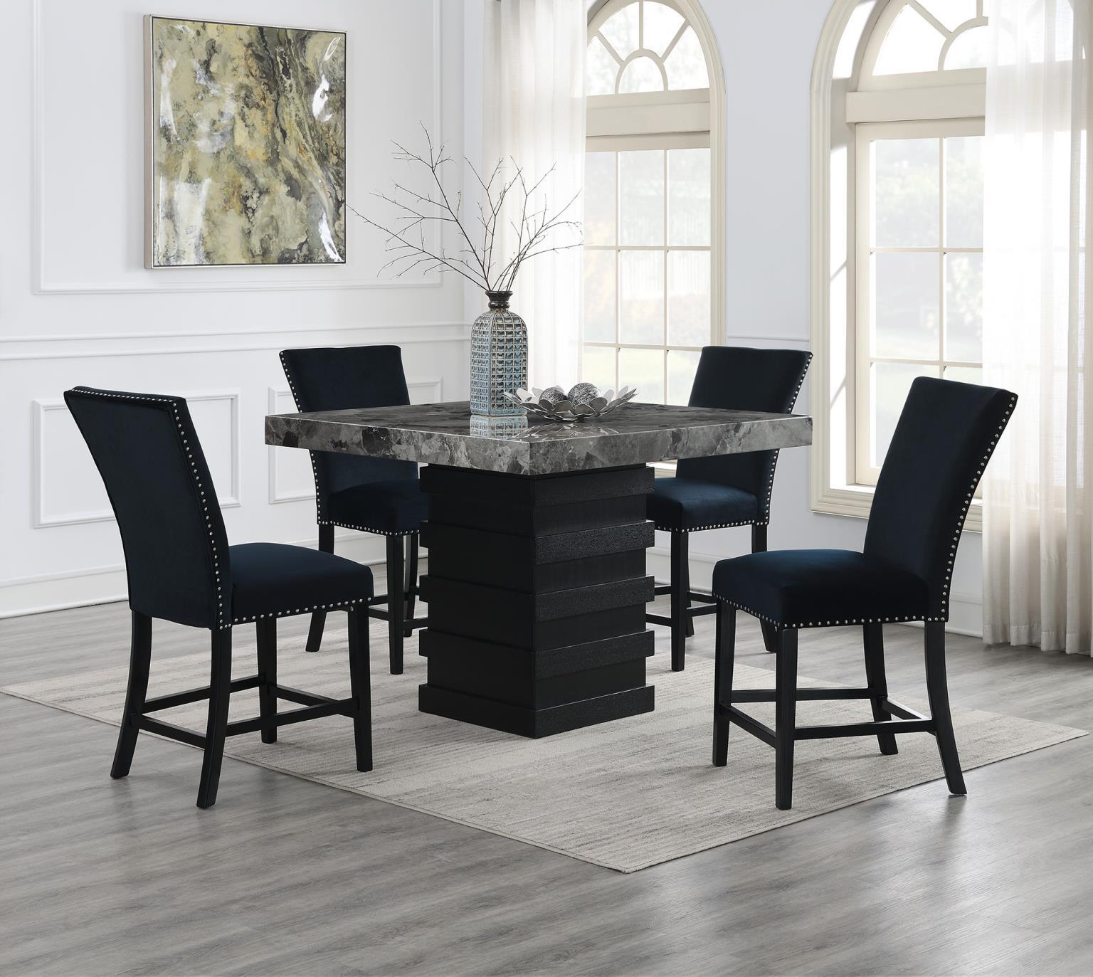 D136 - Faux Marble Counter Table - Gray