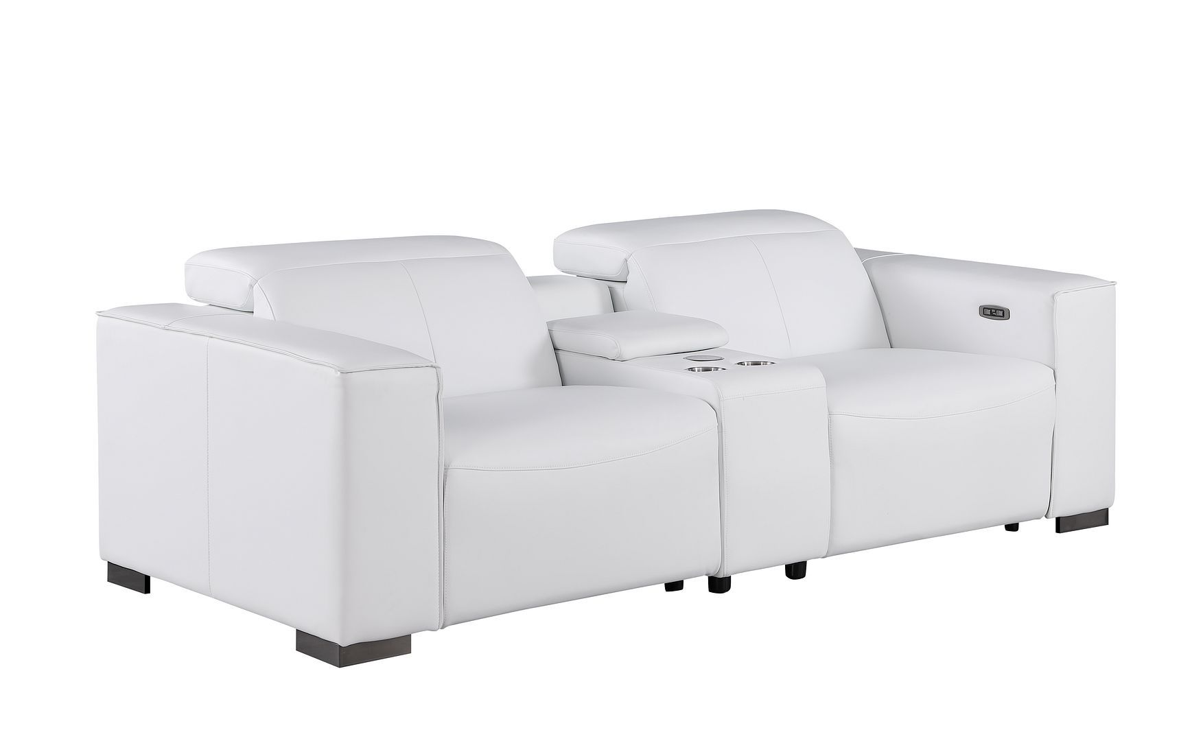 1208 - Modular Leather Set With 5 Power Recliners & Power Headrests