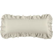 Luna - Washed Linen Ruffled Lumbar Pillow - Light Tan