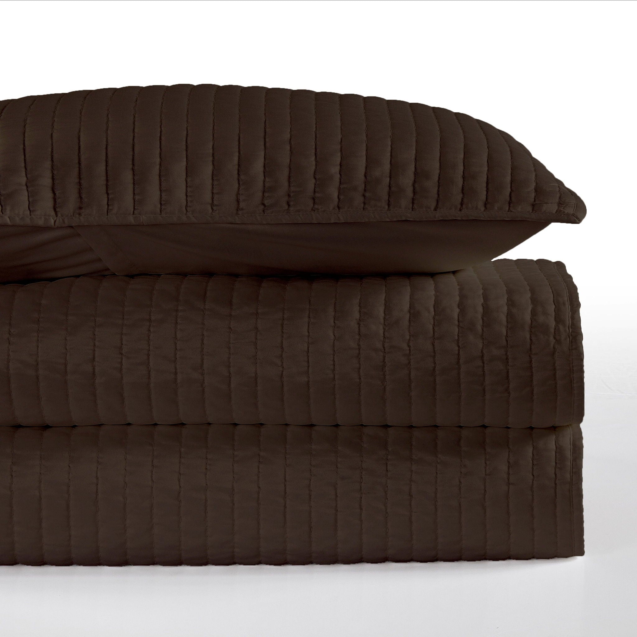 Satin Channel - King Quilt Set (Set of 3) - Chocolate